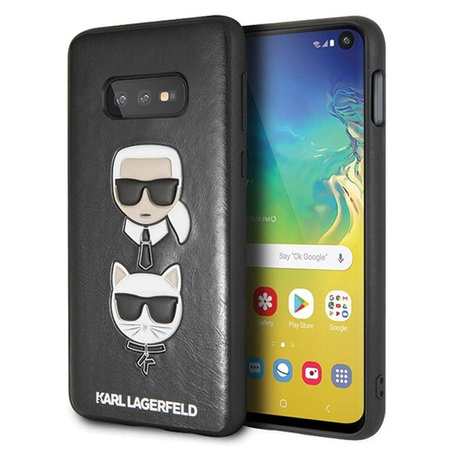 Karl Lagerfeld dombornyomott tok Karl & Choupette - Samsung Galaxy S10e tok (fekete)