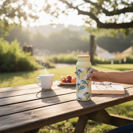 Quokka Echo - 690 ml Edelstahlflasche mit Silikongriff (Magnolia)