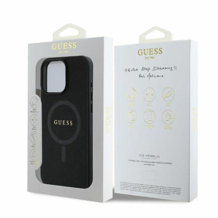 Guess Saffiano Classic Logo MagSafe – Pouzdro pro iPhone 16 Pro (černé)