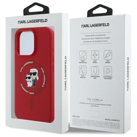 Karl Lagerfeld Silicone Karl & Choupette Ring MagSafe – Pouzdro iPhone 16 Pro (červené)