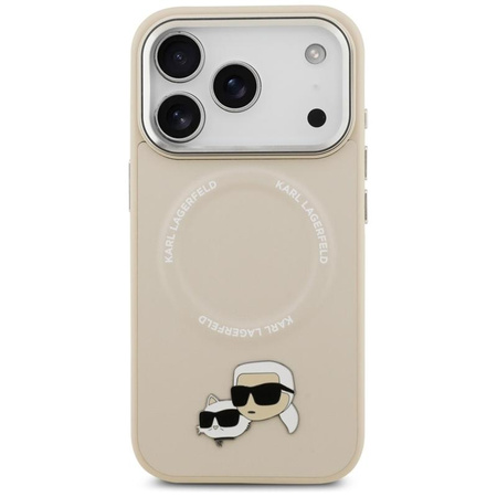 Karl Lagerfeld Karl & Choupette Pins MagSafe - Pouzdro pro iPhone 17 Pro (béžové)