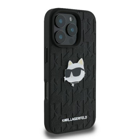 Karl Lagerfeld Monogram Choupette Head Pin - Case for iPhone 16 Pro Max (black)