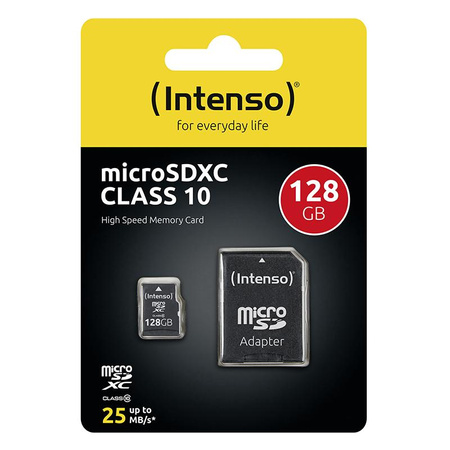 Intenso MicroSDXC - 128 GB Class 10 40 MB/s carte mémoire avec adaptateur