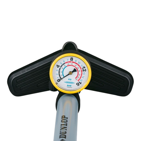 Dunlop - Standpumpe für Fahrräder, Bälle, Matratzen mit Manometer (Blau)