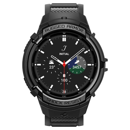 Spigen Rugged Armor Pro - Bracelet + étui pour Samsung Galaxy Watch 6 Classic 47 mm (Noir)