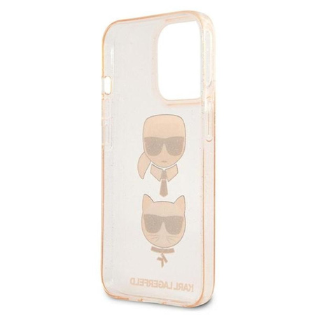 Karl Lagerfeld Glitter Karl & Choupette Head - iPhone 13 Pro Case (Gold)