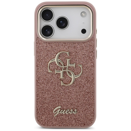 Guess Fixed Glitter Big 4G Metal Frame - Pouzdro iPhone 17 Pro (růžový)