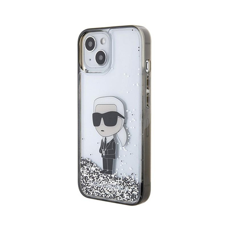 Karl Lagerfeld Liquid Glitter Iconic - iPhone 15 tok (átlátszó)