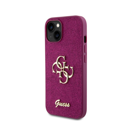 Guess Glitter Script Big 4G - iPhone 15 Tasche (lila)
