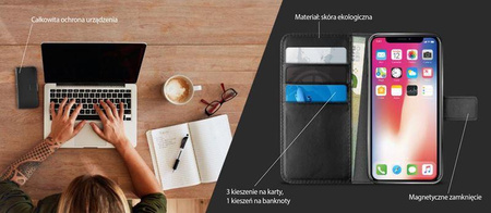 PURO Booklet Wallet Case - iPhone XR case with card pockets + stand up (black)