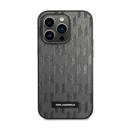 Karl Lagerfeld Saffiano Mono Metal Logo - Etui iPhone 14 Pro (szary)