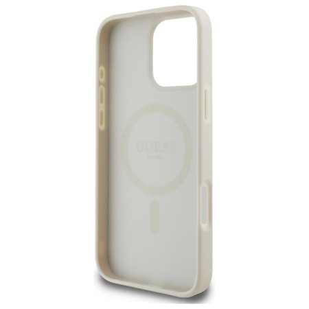 Guess Gekörnter Ring MagSafe - iPhone 16 Pro Max Tasche (beige)