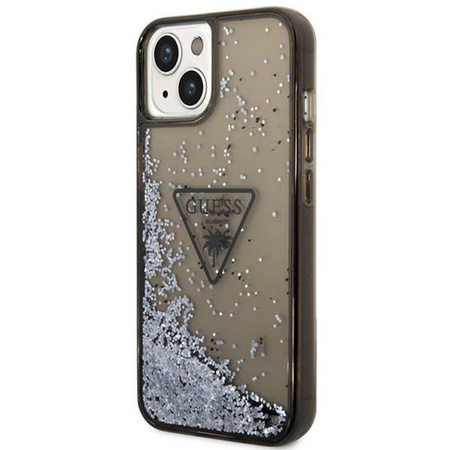 Guess Liquid Glitter Triangle Logo Case - Hülle für iPhone 14 (Schwarz)