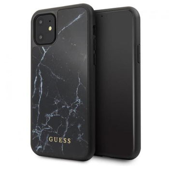 Guess Marmor Hartschale aus gehärtetem Glas - iPhone 11 Hülle (schwarz)