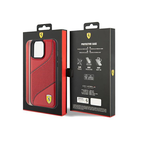 Ferrari Perforated Waves Metal Logo - iPhone 15 Pro Max Case (red)