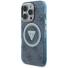 Guess IML Metal Glitter 4G Circle Triangle MagSafe - Coque pour iPhone 16 Pro Max (bleu)
