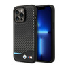 BMW Leather Carbon Blue Line MagSafe - Case for iPhone 14 Pro (Black)