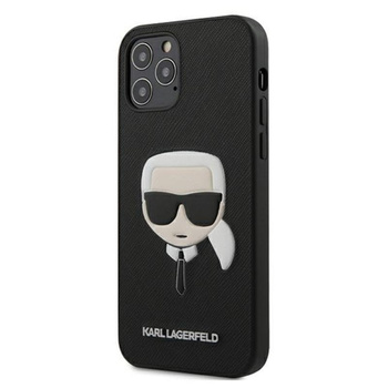 Karl Lagerfeld Saffiano Ikonik Karl`s Head - pouzdro pro iPhone 12 Pro Max (černé)