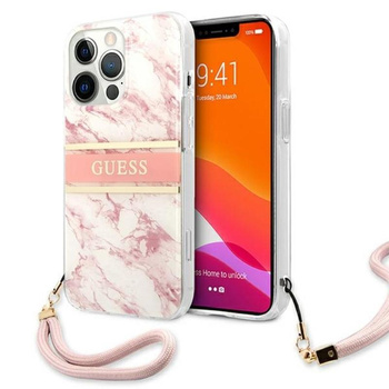 Guess Marble Strap - Coque iPhone 13 Pro Max (rose)