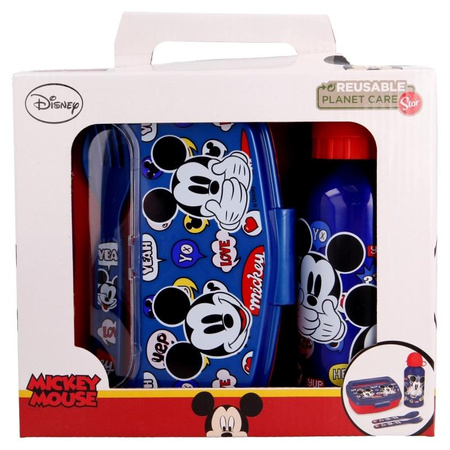 Mickey Mouse - Lunchbox-Set, 400ml Bidon, Besteck