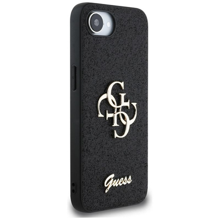 Guess Fixed Glitter Big 4G - pouzdro pro iPhone 16e (černé)