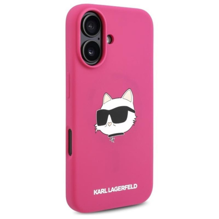 Karl Lagerfeld Silicone Choupette Head Print MagSafe - Case for iPhone 16 (fuchsia)