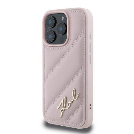 Karl Lagerfeld steppelt aláírás - iPhone 16 Pro tok (rózsaszín)