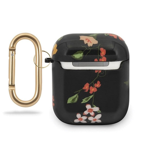 Guess Flower Collection N4 - pouzdro na Airpods (černé)