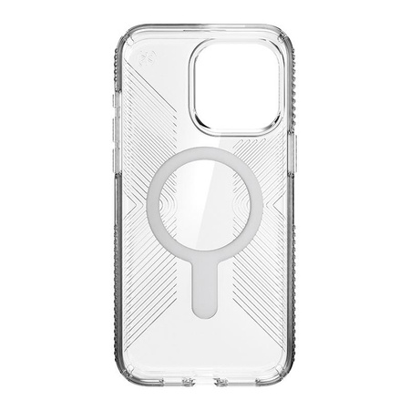 Speck Presidio Perfect-Clear Grip ClickLock & MagSafe - pouzdro pro iPhone 15 Pro Max (čiré / chromované provedení / stříbrná barva)