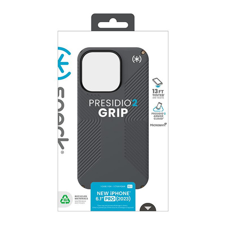 Pouzdro Speck Presidio2 Grip – iPhone 15 Pro (uhlově šedá / chladně bronzová / bílá)