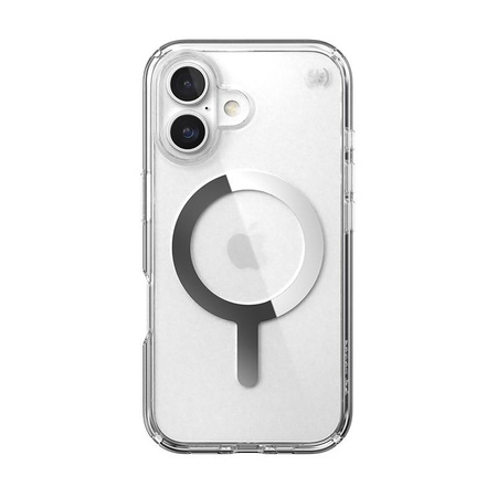 Speck Presidio Perfect-Clear MagSafe - Pouzdro iPhone 16 (Clear / Chrome Finish / Serene Silver)