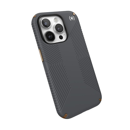 Pouzdro Speck Presidio2 Grip – iPhone 15 Pro (uhlově šedá / chladně bronzová / bílá)