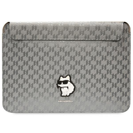 Karl Lagerfeld NFT Saffiano Monogram Ikonik Choupette Sleeve - Etui na notebook 14" (Srebrny)