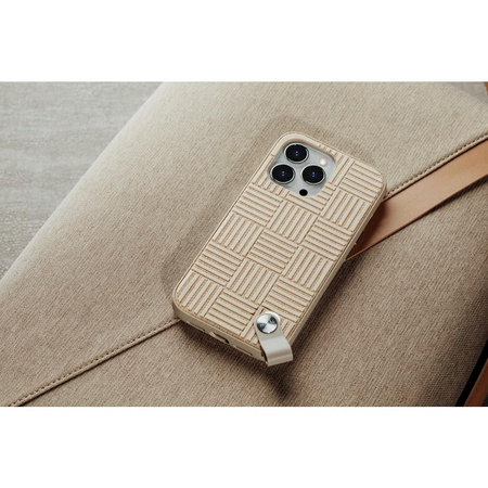 Moshi Altra - Pouzdro s odnímatelnou šňůrkou na iPhone 13 Pro Max (antibakteriální NanoShield™) (béžová Sahara)