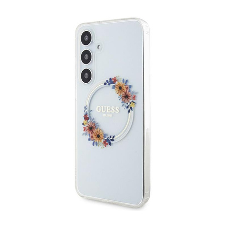 Guess IML Flowers Wreath MagSafe - Samsung Galaxy S24+ Tasche (transparent)
