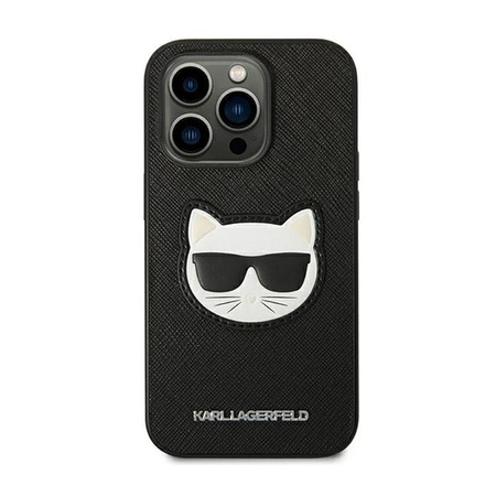 Karl Lagerfeld Saffiano Choupette Head Patch Case - Case for iPhone 14 Pro Max (Black)