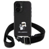 Karl Lagerfeld Saffiano Karl & Choupette Metal Pin CBDY Strap - Case for iPhone 16 (black)