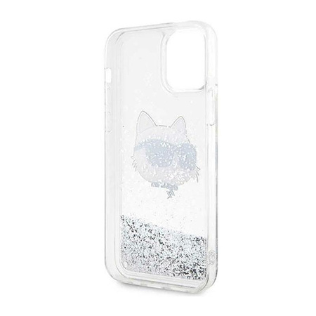 Karl Lagerfeld Liquid Glitter NFT Choupette Head - Hülle für iPhone 12 / iPhone 12 Pro (Silber)
