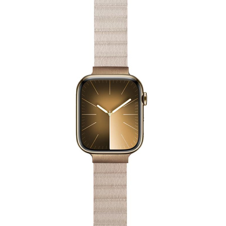 Crong Eclipse - Apple Watch 38/40/41/42mm mágneses bőrszíj (bézs)