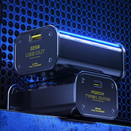 WEKOME WP-333 Vanguard Series - Power banka 10000 mAh Super nabíjení PD 20W + QC 22,5W (černá / průhledná)