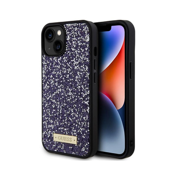 Guess Rhinestone Metal Logo - Case for iPhone 15 (Pink)