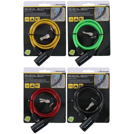Dunlop - Spirálový zámek na kolo na klíč 90 cm (černý)