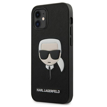 Karl Lagerfeld Saffiano Ikonik Karl`s Head - iPhone 12 / iPhone 12 Pro Tasche (schwarz)