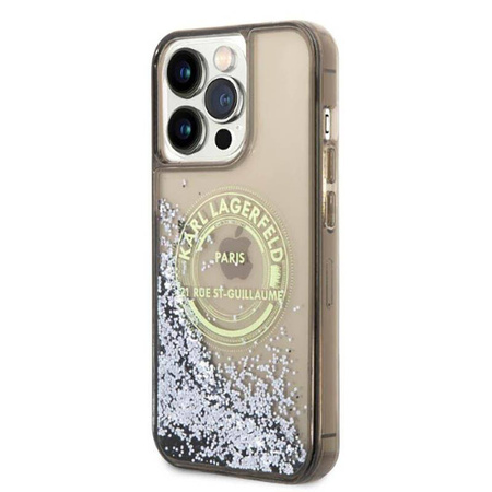 Karl Lagerfeld Liquid Glitter RSG - Etui iPhone 14 Pro Max (czarny)