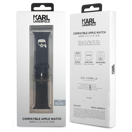 Karl Lagerfeld Silikonový řemínek Karl Head pro Apple Watch 38/40/41 mm (černý)