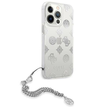 Guess Peony Chain Handle - pouzdro pro iPhone 13 Pro Max (stříbrné)