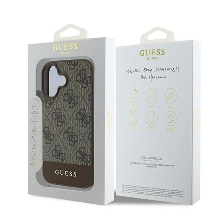 Guess 4G Bottom Stripe – Hülle für iPhone 16 Plus (braun)