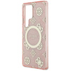 Guess 4G Hintergrund Gold galvanisiert Pfingstrose Muster MagSafe - Gehäuse für Samsung Galaxy S25 Ultra (rosa)