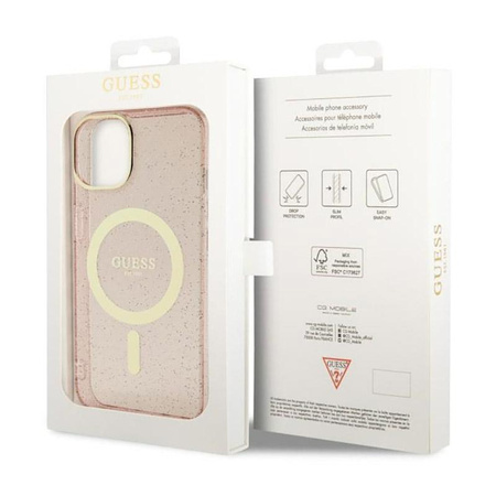 Guess Glitter Gold MagSafe - iPhone 14 Plus Case (Pink)