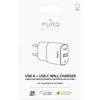 PURO White Mini Fast Travel Charger - USB-A + USB-C Power Delivery 20W Fast Travel Charger (white)